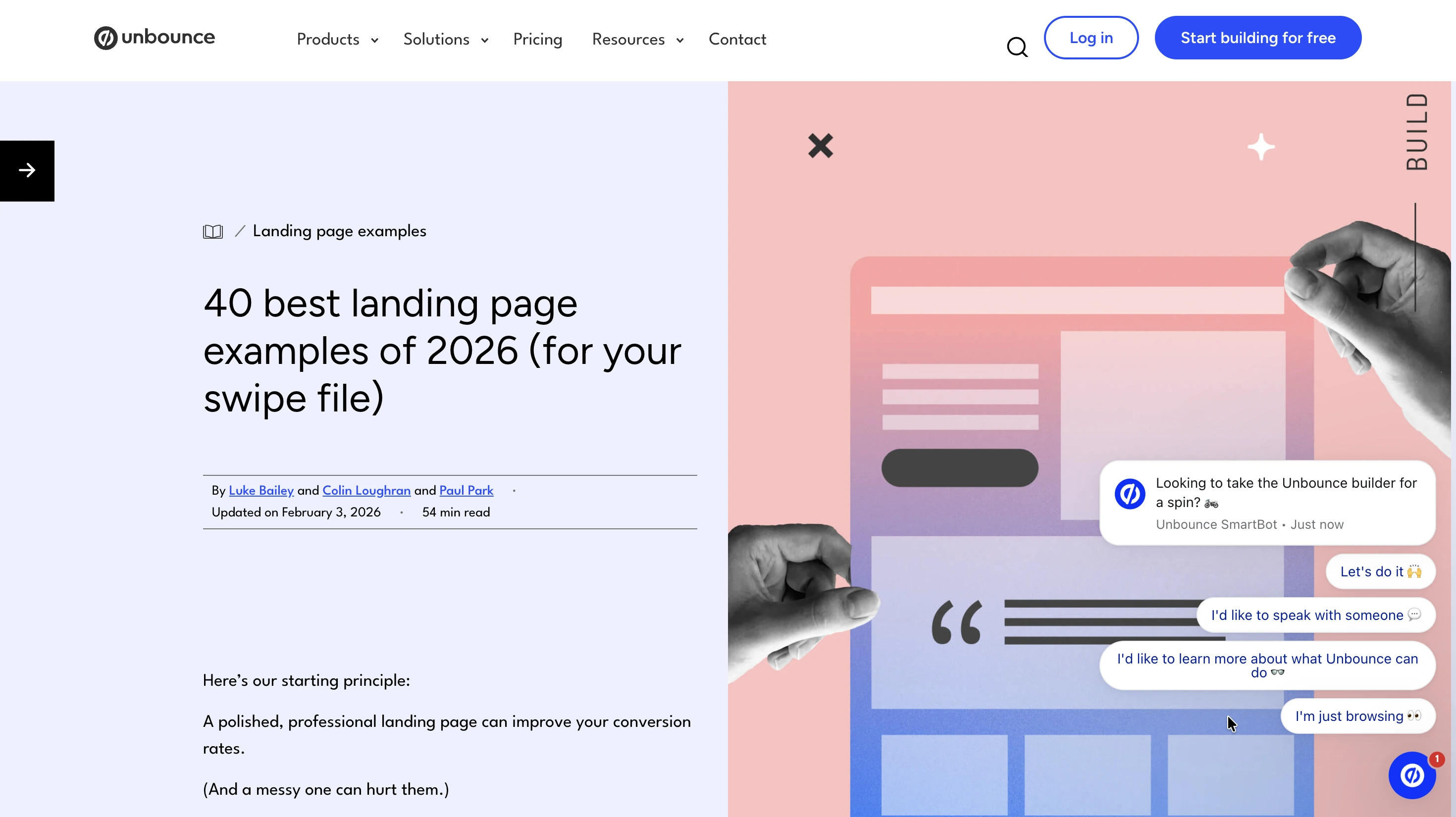 Unbounce: 40 Best Landing Page Examples of 2026