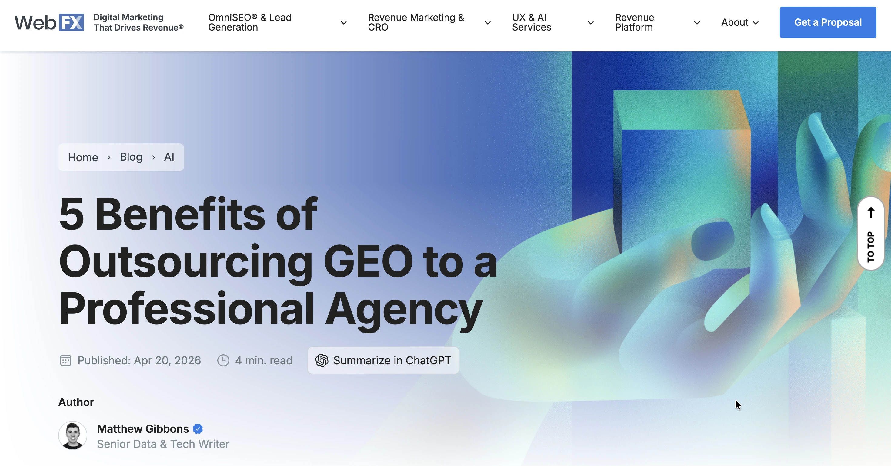 WebFX: 5 Benefits of Outsourcing GEO to a Professional Agency
