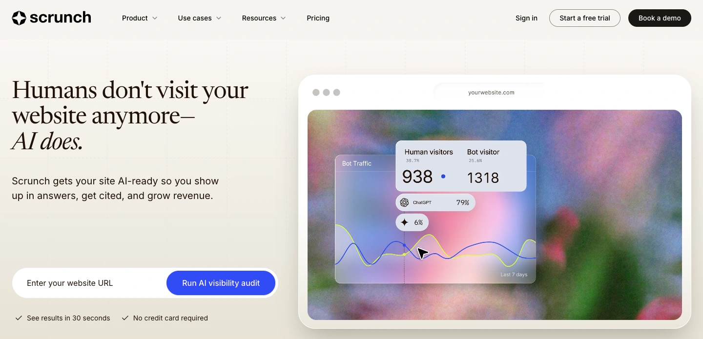 Scrunch AI homepage